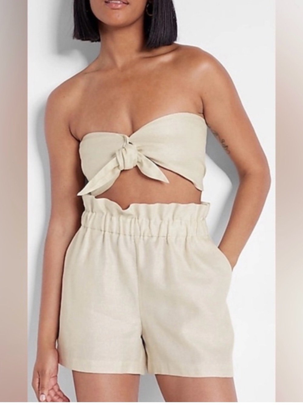 Express linen blend bandeau top M